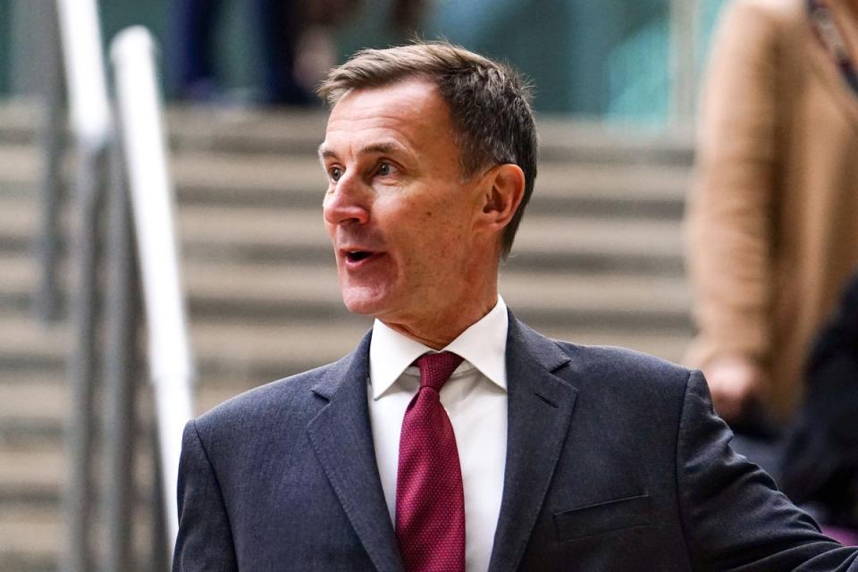 Mr Hunt is facing calls to increase public spending (Jordan Pettitt / PA)