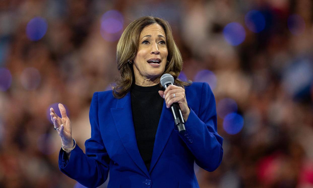 <span>Kamala Harris at a rally in Wisconsin on Tuesday night.</span><span>Photograph: John Moore/Getty Images</span>