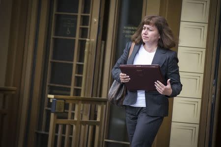 Svetlana Mazer exits the U.S. District Court for the Southern District of New York in Lower Manhattan following her sentencing July 15, 2014. REUTERS/Brendan McDermid