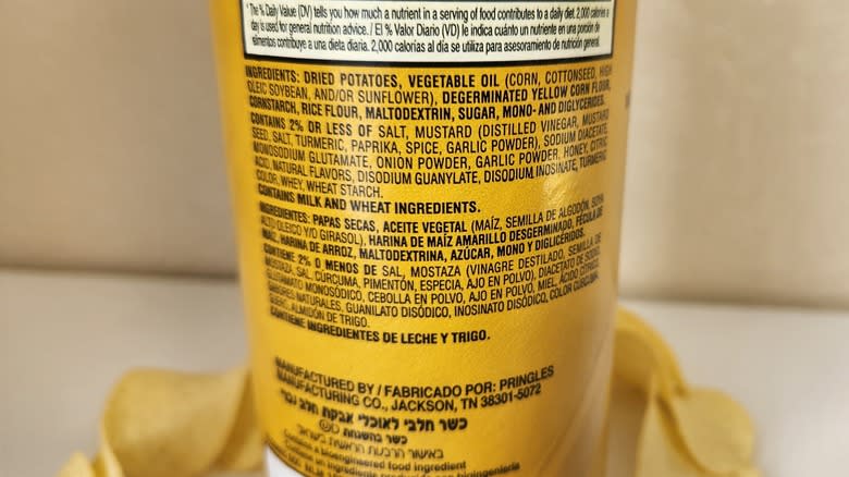 Honey Mustard Pringles ingredients list