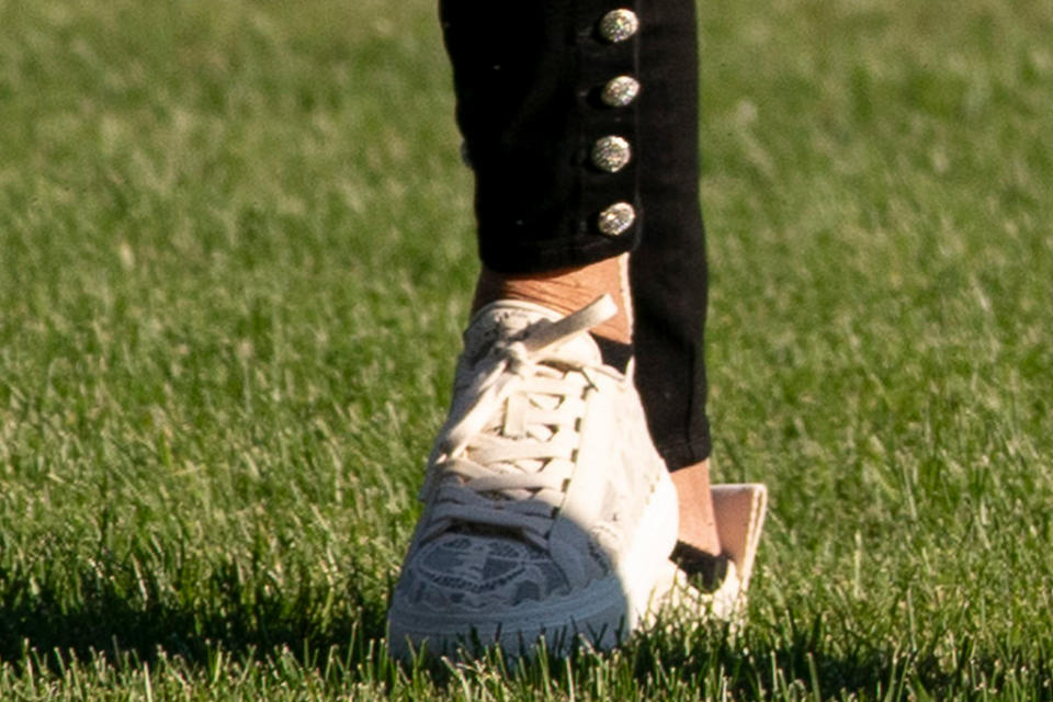 A closer view of Jill Biden’s sneakers. - Credit: AP