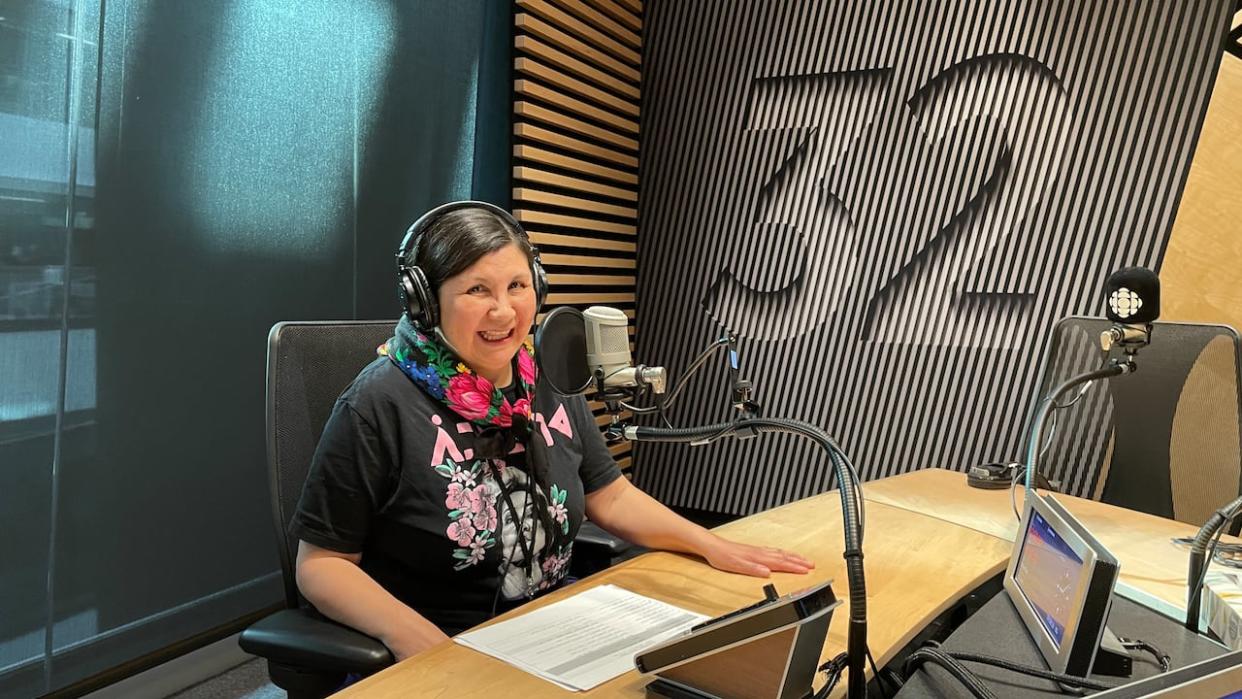 After co-hosting for the last few weeks, Elma Moses took over as the sole host of CBC Radio's Cree-language program Winschgaoug, on Tuesday. (Vanna Blacksmith/CBC - image credit)