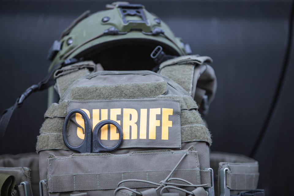 A Doña Ana County Sheriff tactical vest is shown in Las Cruces.