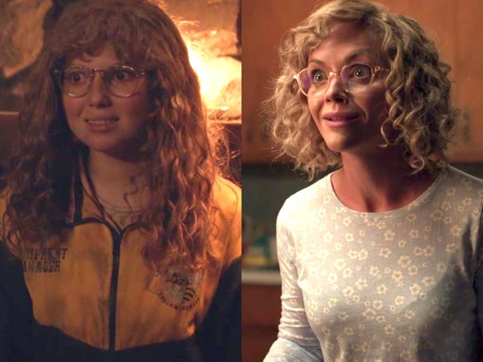 A side-by-side image of teenage and adult Misty on season two of "Yellowjackets."