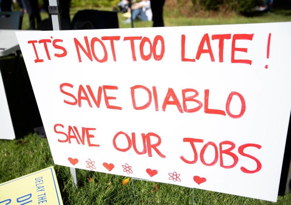 A “Save Clean Energy” rally held on Saturday, Dec. 4, 2021, in San Luis Obispo called for keeping Diablo Canyon nuclear power plant open.