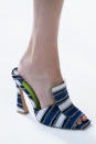 <p><i>Blue and white striped mules from the SS18 Christan Siriano collection. (Photo: ImaxTree) </i></p>