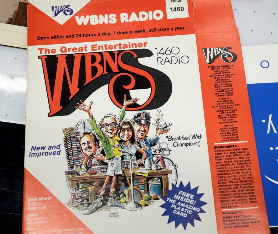 A themed cereal box was among the memorabilia collected as WBNS celebrates its 100th anniversary.