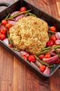 <p>A whole roasted <a href="https://www.delish.com/cooking/recipe-ideas/g2861/cauliflower-recipes/" rel="nofollow noopener" target="_blank" data-ylk="slk:cauliflower;elm:context_link;itc:0;sec:content-canvas" class="link ">cauliflower</a> makes for a fantastic <a href="https://www.delish.com/content/vegetarian-recipes/" rel="nofollow noopener" target="_blank" data-ylk="slk:vegetarian;elm:context_link;itc:0;sec:content-canvas" class="link ">vegetarian</a> main dish. This one is roasted around extra veggies and has a slightly sweet balsamic glaze over it. It's easy to throw together and will leave you feeling full, not heavy. Win!</p><p>Get the <a href="https://www.delish.com/cooking/recipe-ideas/recipes/a53157/balsamic-glazed-roasted-cauliflower-recipe/" rel="nofollow noopener" target="_blank" data-ylk="slk:Balsamic-Glazed Roasted Cauliflower recipe;elm:context_link;itc:0;sec:content-canvas" class="link "><strong>Balsamic-Glazed Roasted Cauliflower recipe</strong></a>.</p>