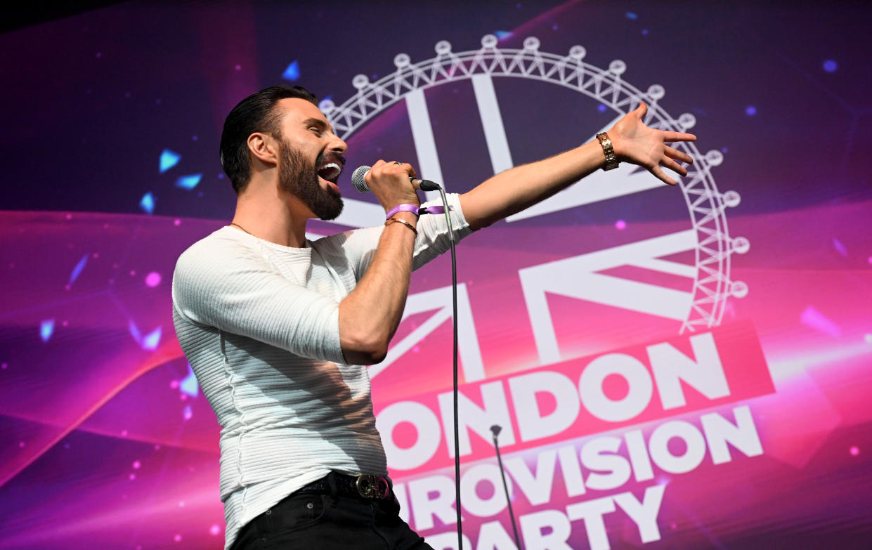 LONDON, ENGLAND - APRIL 16: Rylan Clark during the London Eurovision Party 2023 at the Outernet London on April 16, 2023 in London, England. (Photo by Jeff Spicer/Getty Images)