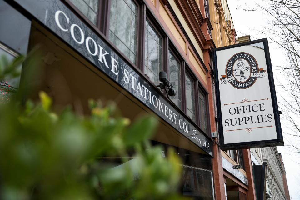 Cooke Stationery Company at 370 State St. prepares to close at the end of April.