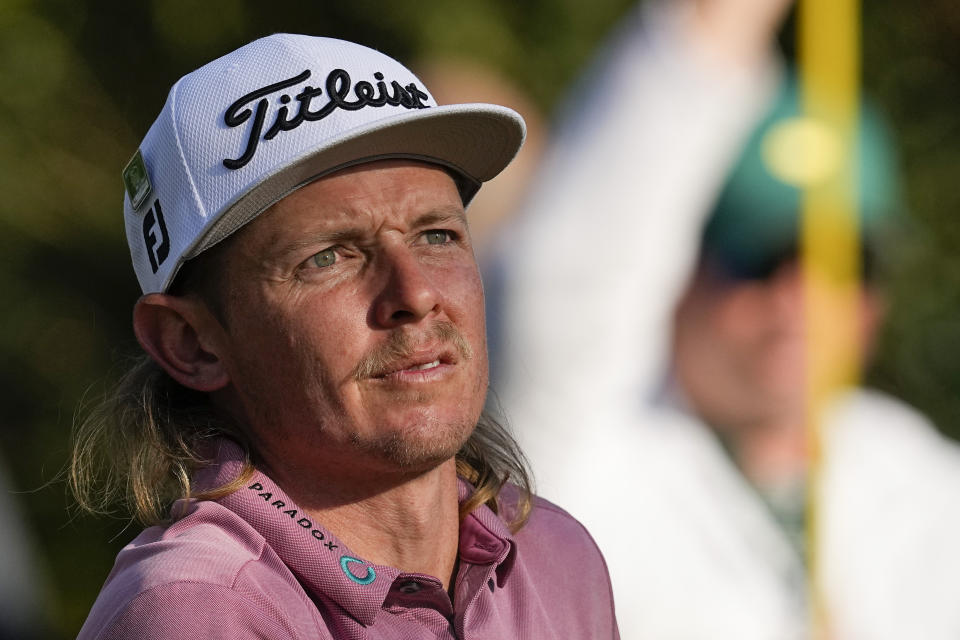 Cameron Smith, of Australia, watches his tee shot on the 15th hole during the final round at the Masters golf tournament on Sunday, April 10, 2022, in Augusta, Ga. (AP Photo/Robert F. Bukaty)