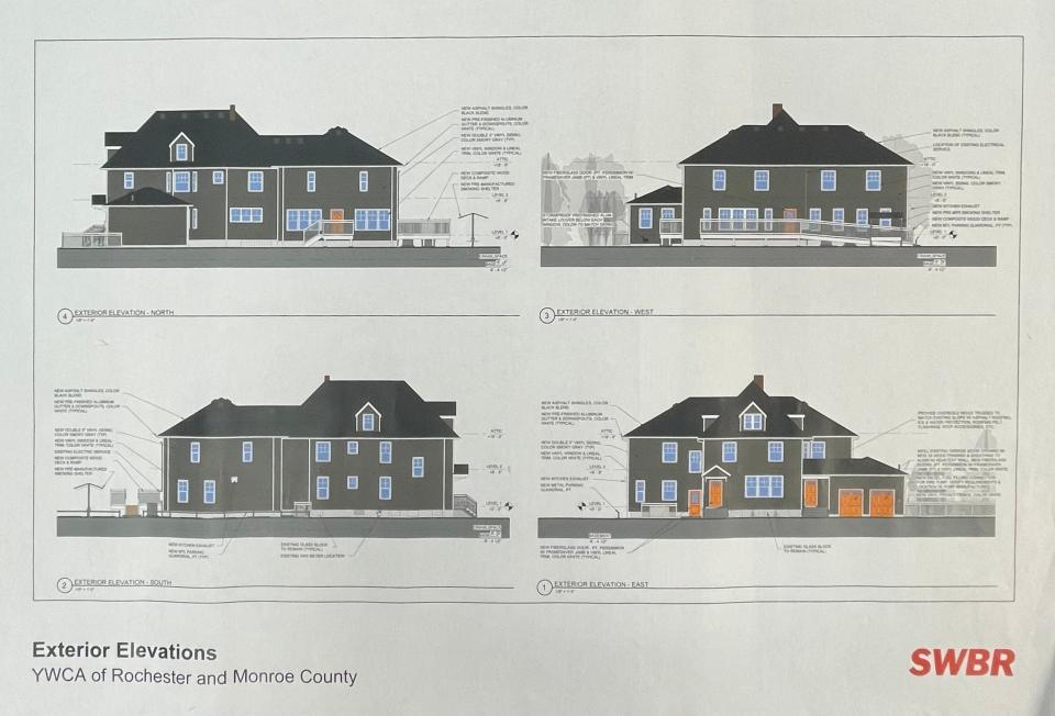 Renderings of designs for the new YWCA emergency women's shelter.