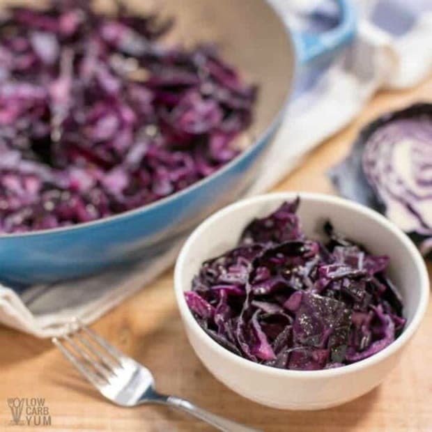 <p><a href="https://lowcarbyum.com/low-carb-sauteed-red-cabbage/" rel="nofollow noopener" target="_blank" data-ylk="slk:Low Carb Yum;elm:context_link;itc:0;sec:content-canvas" class="link ">Low Carb Yum</a></p>