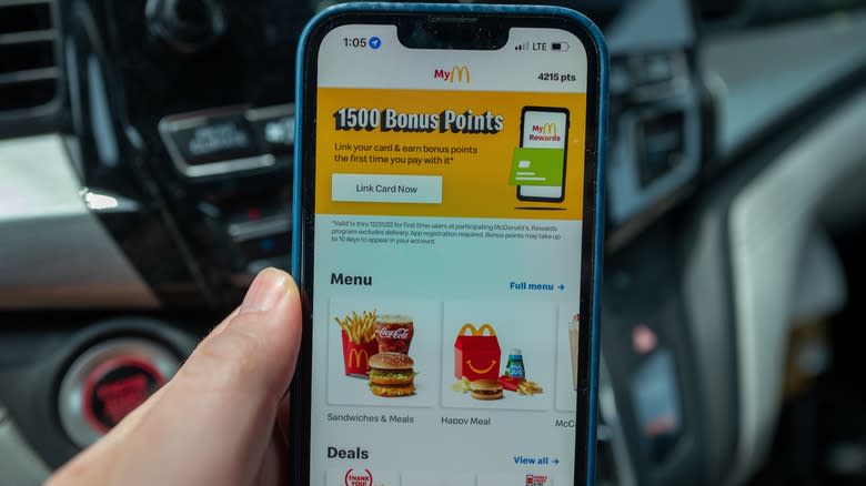 McDonald's app on phone