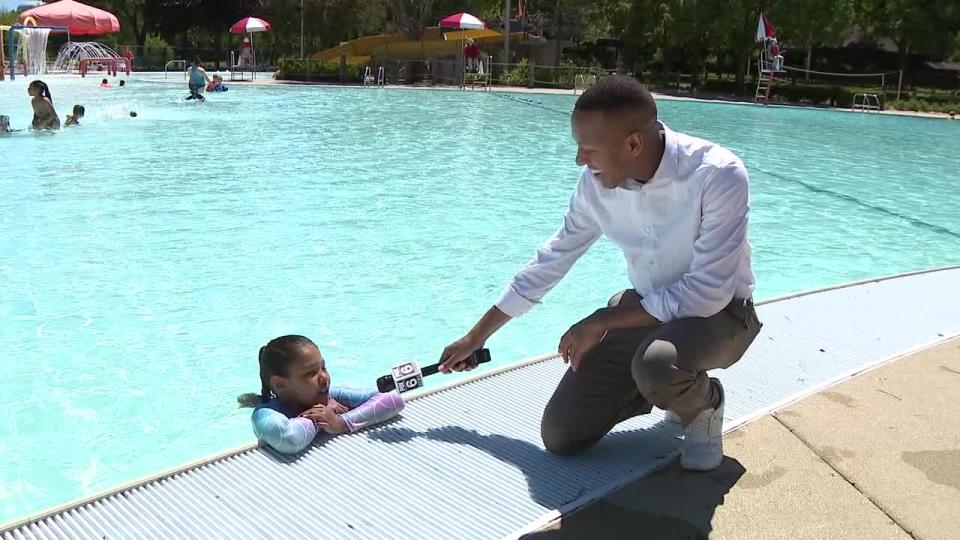 <div>Nora Harmon takes a a dip at Cool Waters</div>