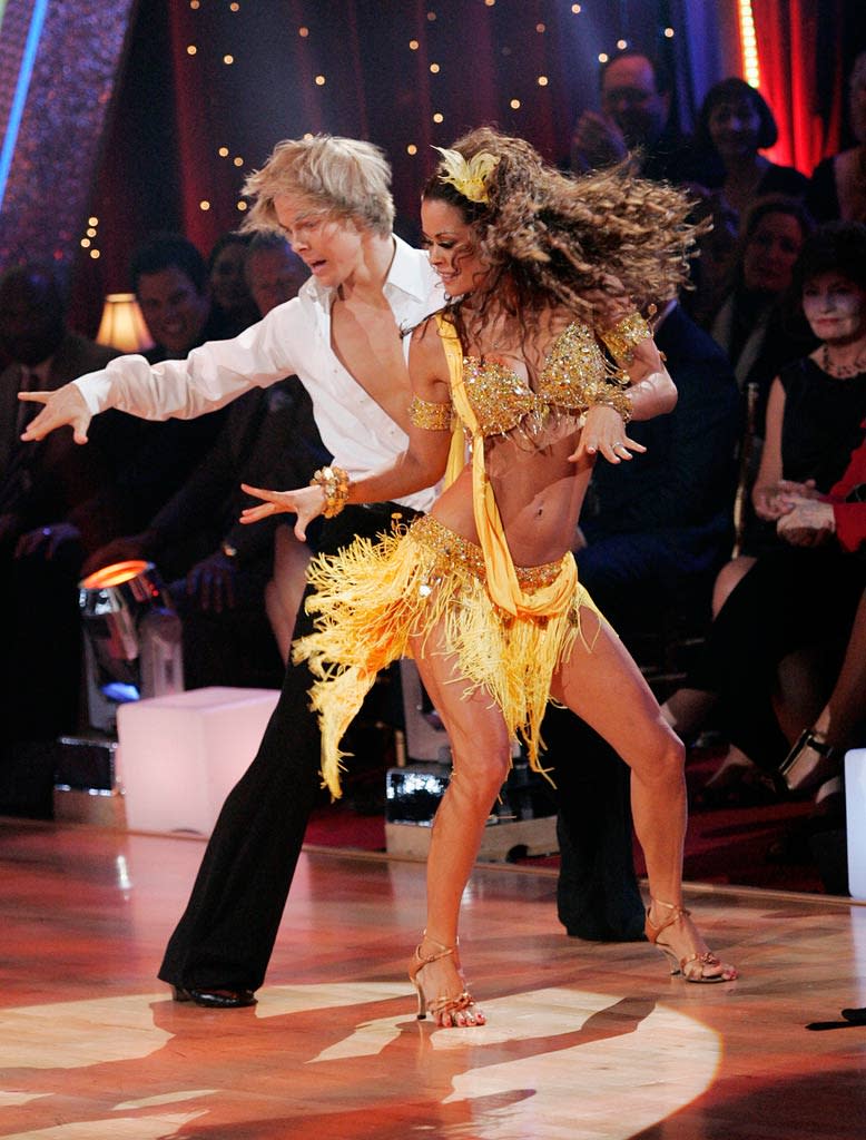 Derek Hough and Brooke Burke perform a dance on the seventh season of Dancing with the Stars.