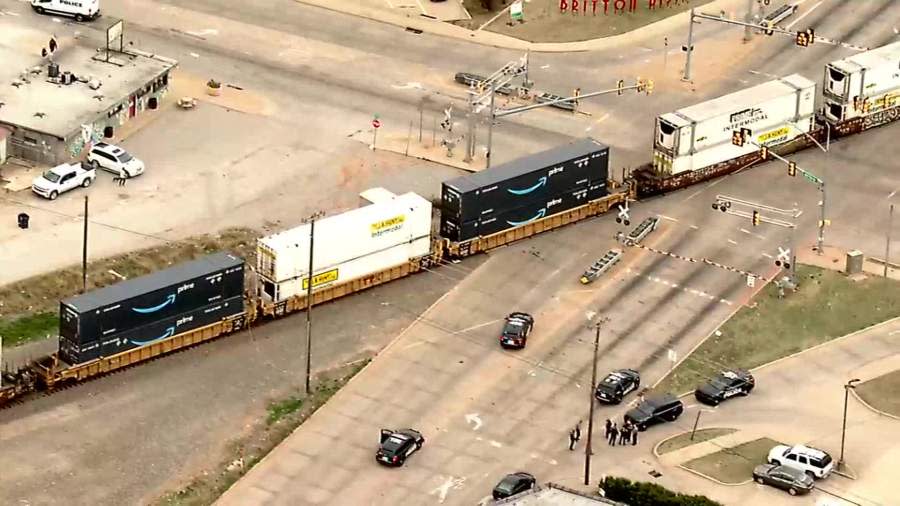 Fatality accident near train tracks at E Britton and Western. Photo courtesy KFOR.