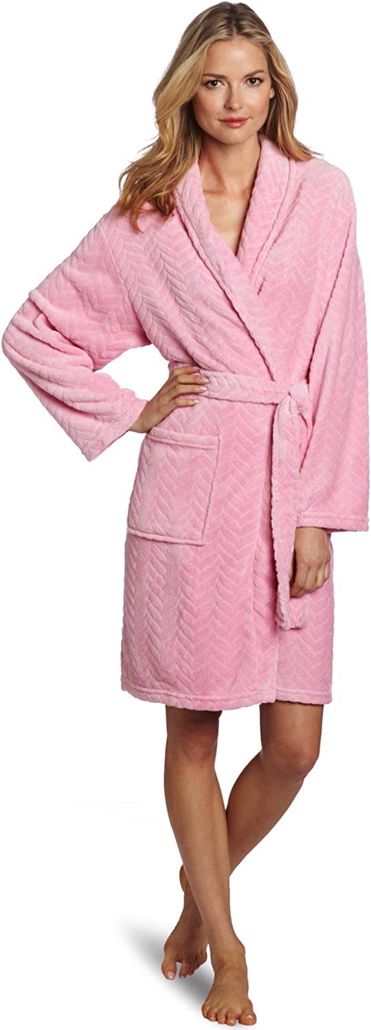 Hotel Spa Collection Herringbone Robe in bright pink 