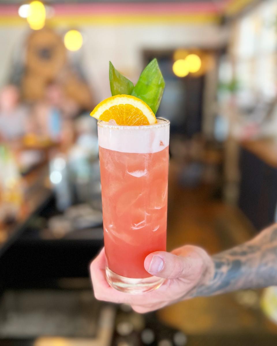 Watch Our Dr. Jones, a best-selling cocktail at Broth Lab composed of mezcal, aperol, house grenadine, lime, pineapple, bitters.