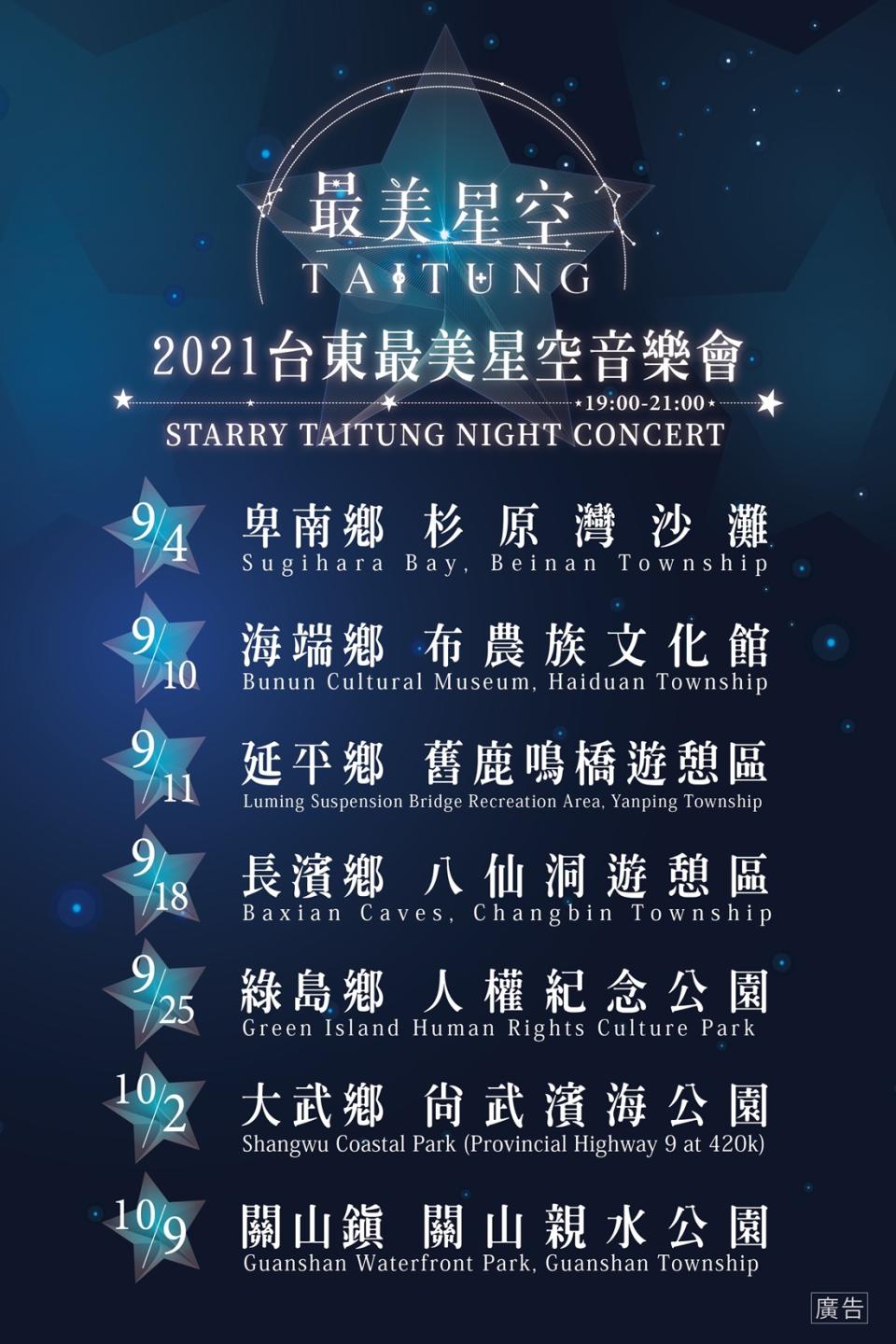 「臺東最美星空音樂會」正式重啟，將於9月、10月接力展開7場次音樂會。