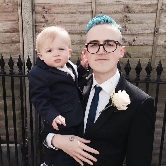 This is <strong>Tom Fletcher</strong> of the British boy band McFly (think One Direction, but rockier). He’s also a children’s author ( <em>The Dinosaur That Pooped Christmas</em>) and vlogger. And that’s his adorable son, <strong>Buzz</strong>. When they’re not being dapper, the two can often be found out for hikes. And this is Buzz’s adorable reaction when he sees a dandelion for the first time: <strong> NEWS: Watch this baby try on glasses and see her mom for the first time!</strong> At first, Buzz doesn’t quite know what to make of the dandelion: YouTube But then he starts laughing. And once he starts, he <em>cannot</em> stop: YouTube “This is why being a Dad is awesome. This is the first time my son Buzz has ever seen a dandelion,” Tom says. “I think he liked it.” YouTube It never gets old. We could watch this over and over on loop all day. GIFs don’t do this justice either. Go back up and watch the video to hear the little cackle. Speaking of adorable kids, watch “Apparently Kid” totally school Chris Pratt on dinosaur knowledge: