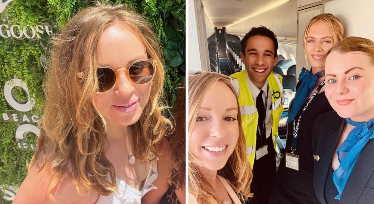 Hannah Maden-Adams, who was the only passenger on a flight back from Ibiza and got full VIP treatment. (Hannah Maden-Adams/SWNS)(Hannah Maden-Adams/SWNS)
