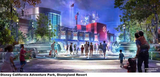 Concept art for a Marvel-centric attraction area at Disneyland Resort (Photo: Disney Parks Blog)