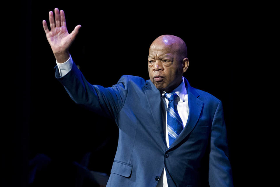 FILE - This Jan. 3, 2019 file photo shows Rep. John Lewis, D-Ga., during a swearing-in ceremony of Congressional Black Caucus members of the 116th Congress in Washington. CNN Films is developing a documentary on civil rights icon and Georgia congressman John Robert Lewis. The network announced Wednesday, May 8, that “Gideon’s Army” director Dawn Porter is helming the project. She began shooting the 79-year-old Lewis last year ahead of the midterm elections.  (AP Photo/Jose Luis Magana, File)