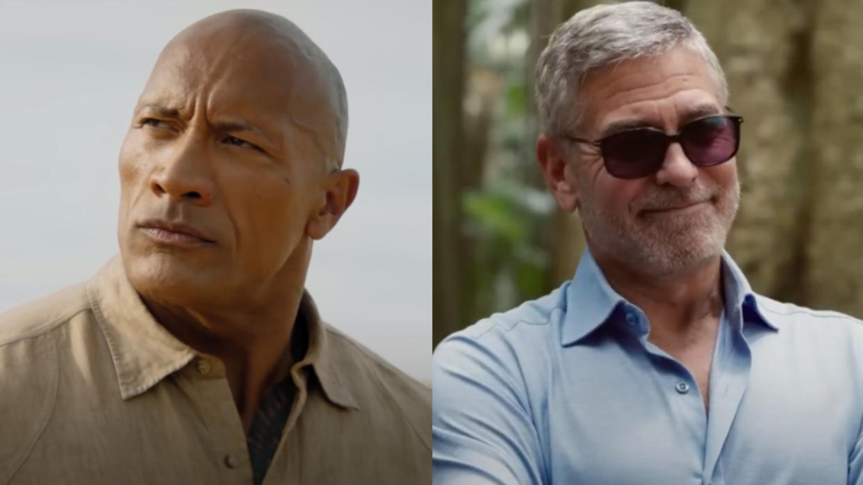  Dwayne Johnson George Clooney side by side 