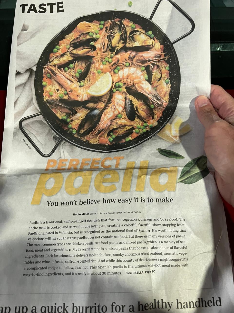 The Tennessean Opinion and Engagement Director David Plazas made from scratch from a "perfect paella" from a recipe in the newspaper on April 24, 2024.