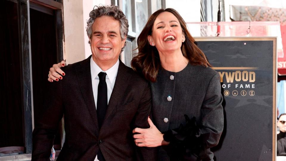 PHOTO: Mark Ruffalo and Jennifer Garner attend as actor Mark Ruffalo is honored with a star on The Hollywood Walk of Fame on Feb. 08, 2024 in Hollywood, Calif. (Frazer Harrison/Getty Images)