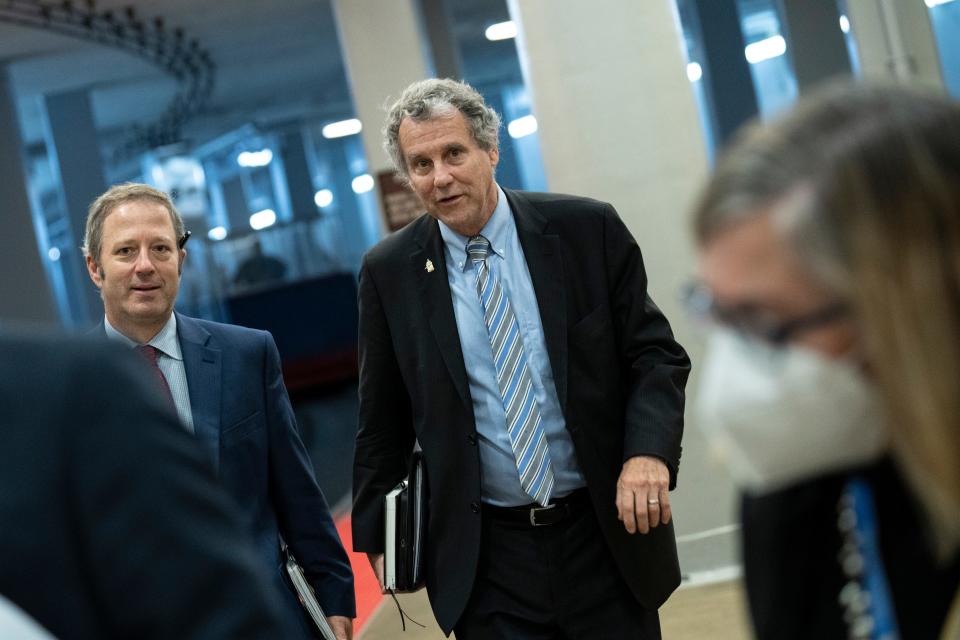 Sen. Sherrod Brown, D-Ohio, makes his way to a vote on a continuing resolution to fund the government at the U.S. Capitol on September 29, 2022 in Washington, DC.