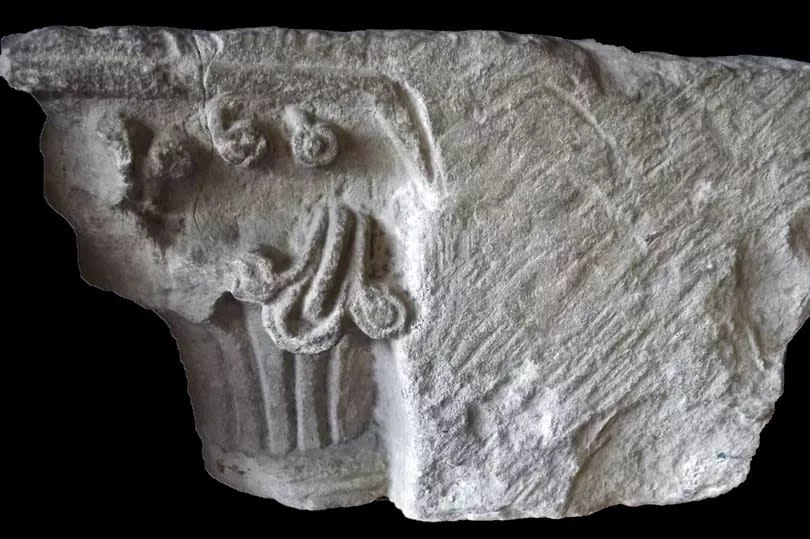 Carved stonework from Castell y Bere now on display at Criccieth Castle. Some historians believe the castle included some of the finest stone carvings in 13th-century Wales