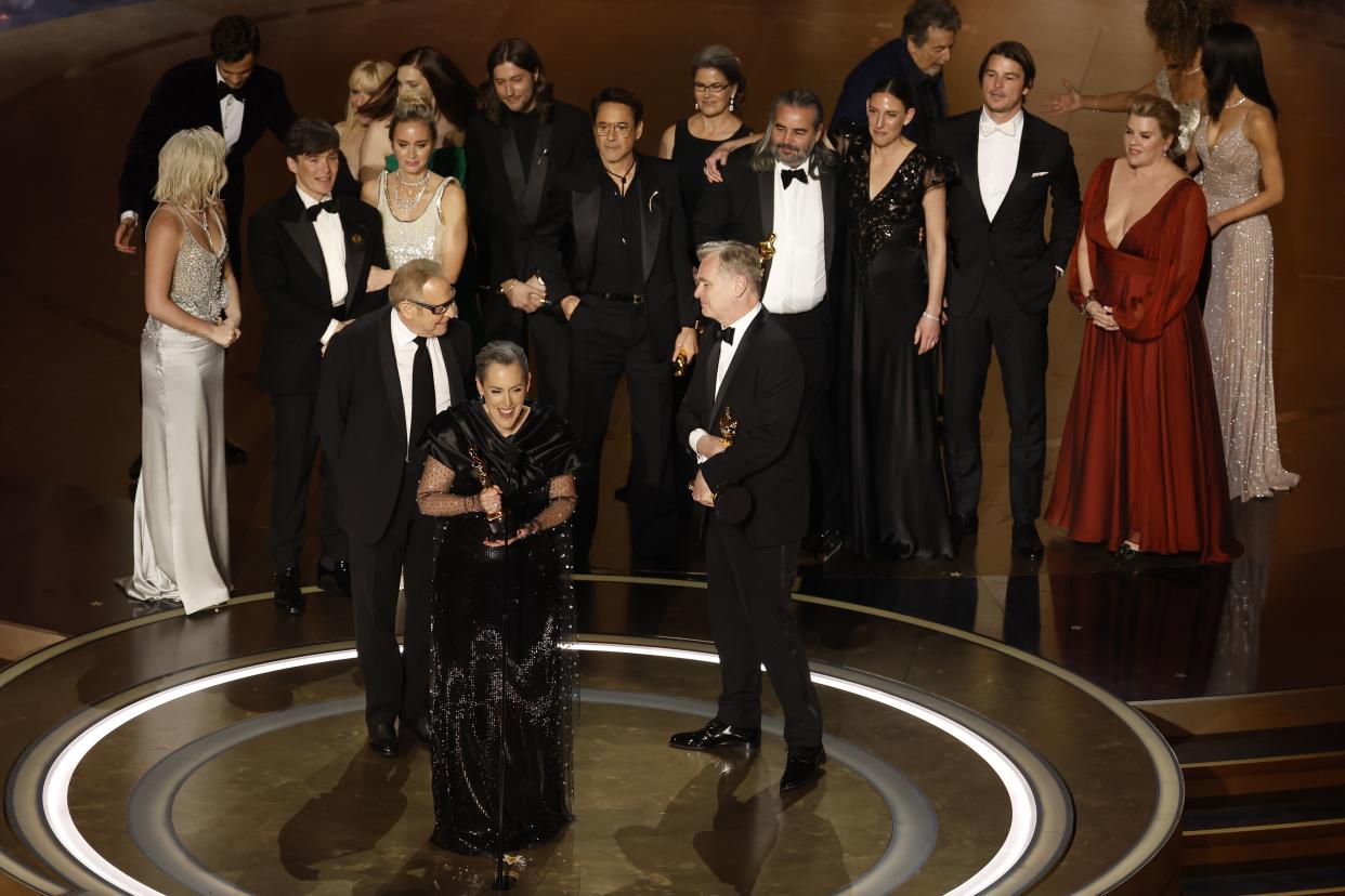 The team behind Oppenheimer accepts the Oscar for best picture.