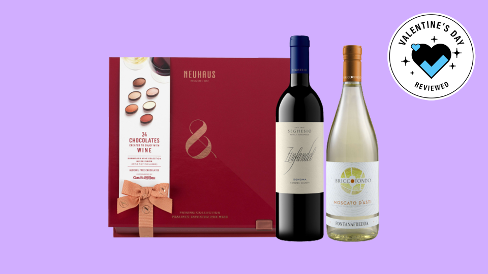 Best wine gift baskets for Valentine’s Day: Neuhaus Belgian chocolate wine pairing gift set