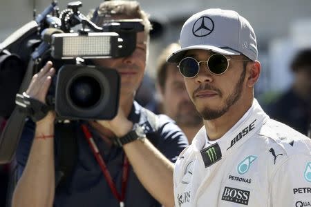 Formula One F1 - U.S. Grand Prix - Circuit of the Americas, Austin, Texas, U.S., 21/10/16. Mercedes' Lewis Hamilton of Britain after the first practice session. REUTERS/Adrees Latif