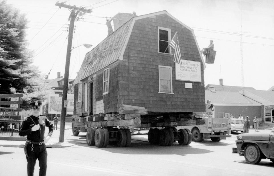 A Colonial-era house makes its way down Thames Street in Newport in this photo from May 27, 1969.