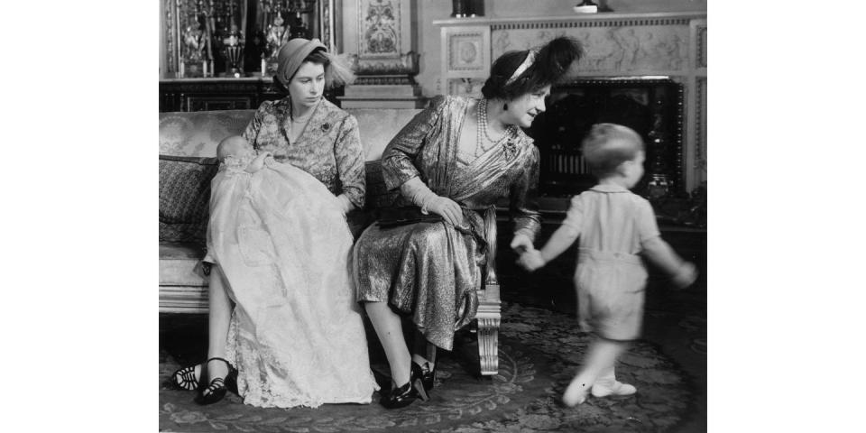 The Queen Mother, Princess Elizabeth, and Prince Charles