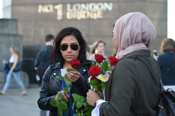 Members of the public praised the act of solidarity, calling it ‘touching’ and ‘powerful’ (David Mirzoeff/PA)