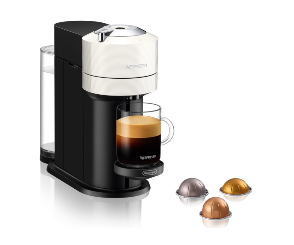 Nespresso by De'Longhi Vertuo Next Solo Capsule Coffee Machine in White. Photo: Myer