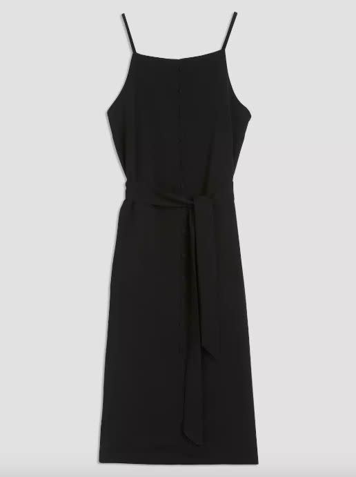 Get it at <a href="https://www.frankandoak.com/product/77-2510120-002/crepe-button-down-dress-in-true-black" target="_blank">Frank And Oak</a>, $99.