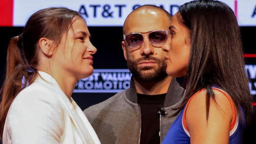 Katie Taylor and Amanda Serrano go head to head at the pre-fight press conference in New York