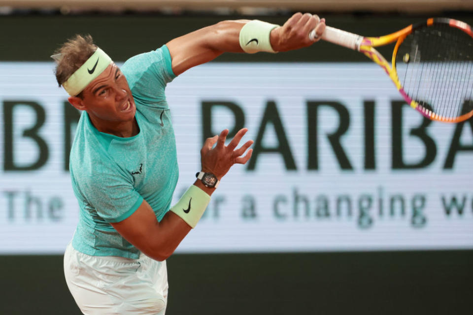 Rafael Nadal of Spain during his first round match against Alexander Zverev of Germany at Roland Garros stadium 