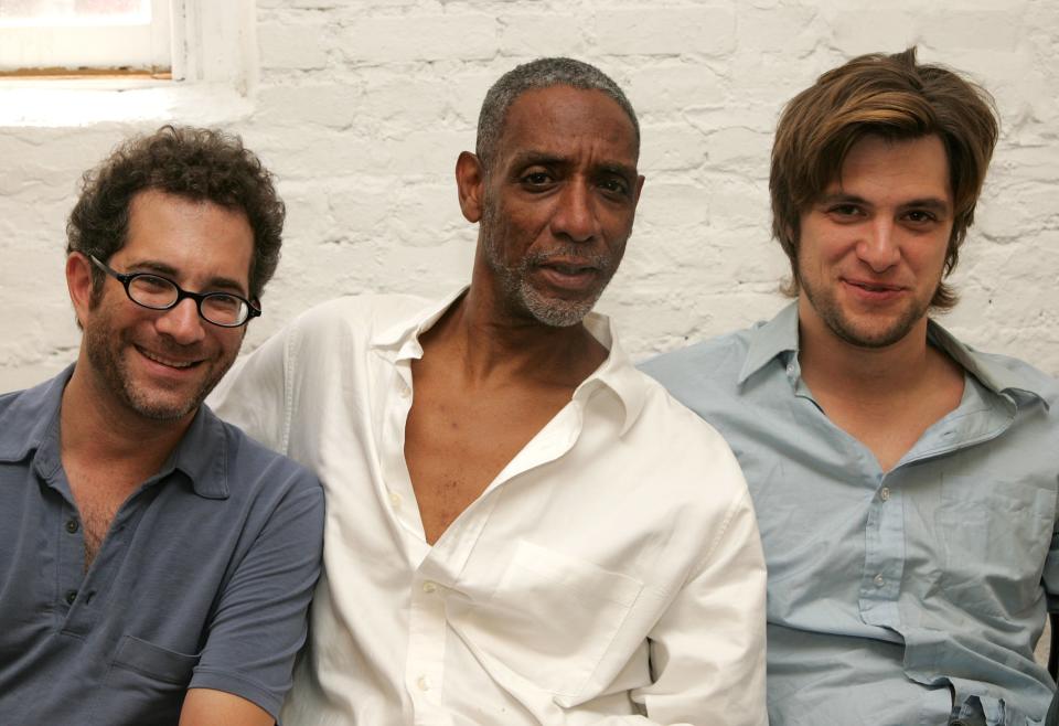 NEW YORK - AUGUST 09: (EXCLUSIVE ACCESS) (L-R) Director Jonathan Silverstein and actors Thomas Jefferson Byrd and Shane McRae pose for pictures at the rehearsals for the upcoming play "Red Herring" which is produced by American Idol finalist Katherine McPhee at The Players Theatre on August 9, 2006 in New York City. (Photo by Peter Kramer/Getty Images)