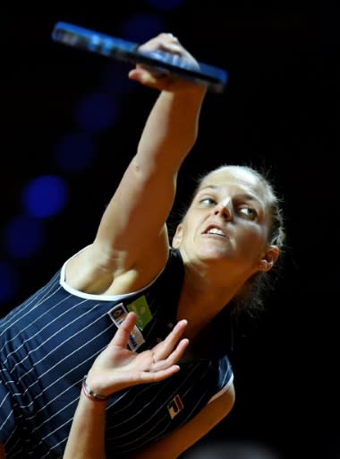 Marathon win: Karolina Pliskova needed three sets to beat Jelena Ostapenko and make the semi-finals