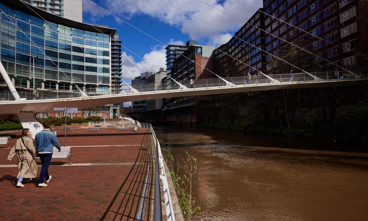 <span>The River Irwell dividing Manchester and Salford, which was named in 2024 as one of the most polluted waterways in the UK.</span><span>Photograph: Christopher Thomond/The Guardian</span>
