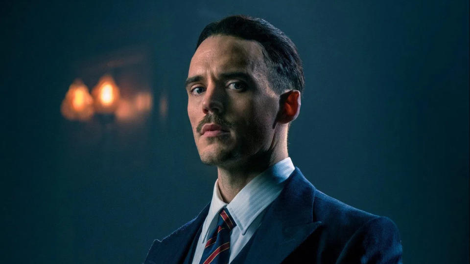 Sam Claflin as Oswald Mosley in 'Peaky Blinders'. (Credit: BBC)