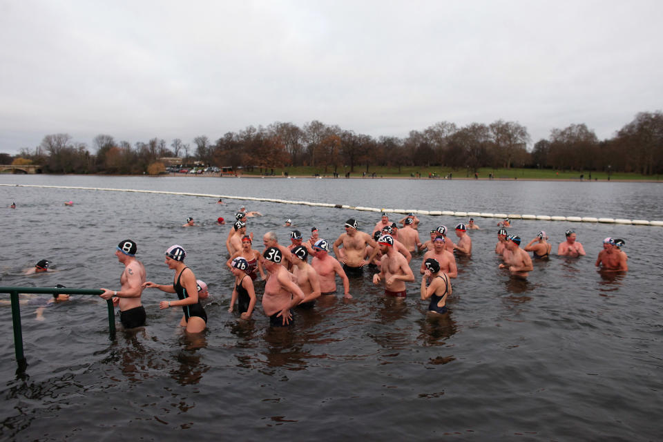 Swimmers Take Part In The Annual Serpentine Christmas Day Swim