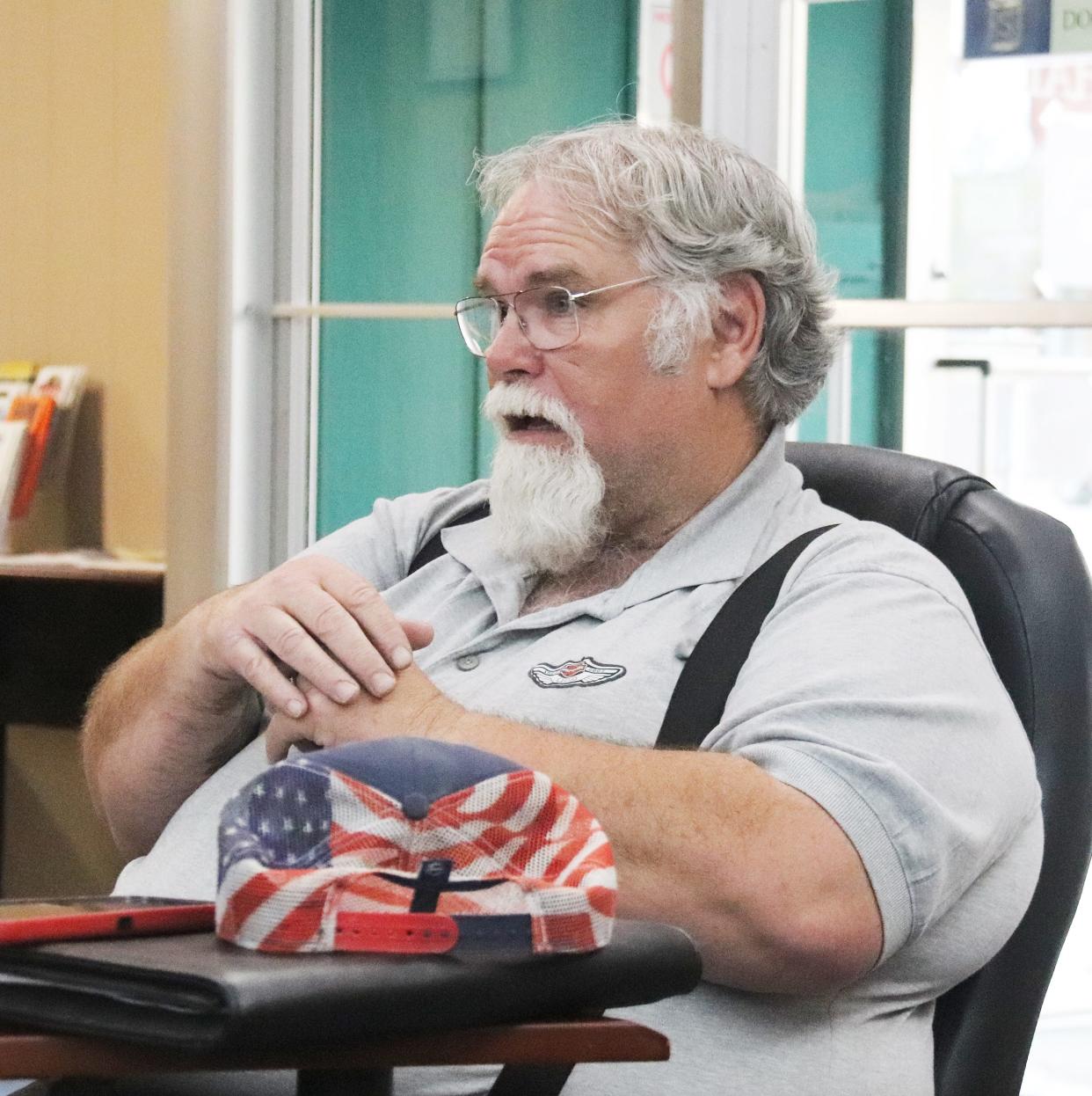 Dwayne Price, shown here at a Chenoa City Council meeting in April 2021, has been named to replace Joseph Bell as Streets Commissioner. Bell officially resigned from his position at the May 10 meeting. He took over from Price at this April 2021 meeting after winning the April 2021 election.