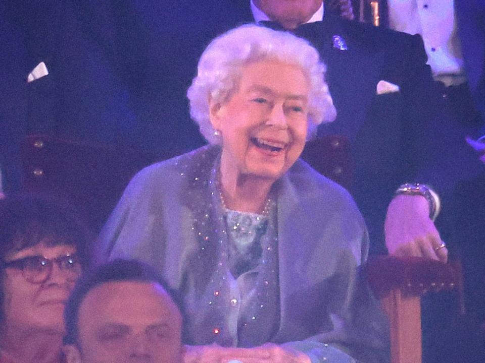 Queen Elizabeth II looks on from the Royal Box during her Official Platinum Jubilee Celebration 